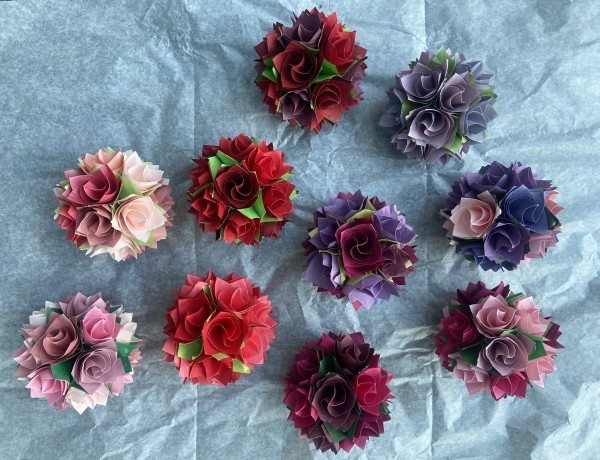 10 Kusudama balls for sculpture by Kristin Halladay