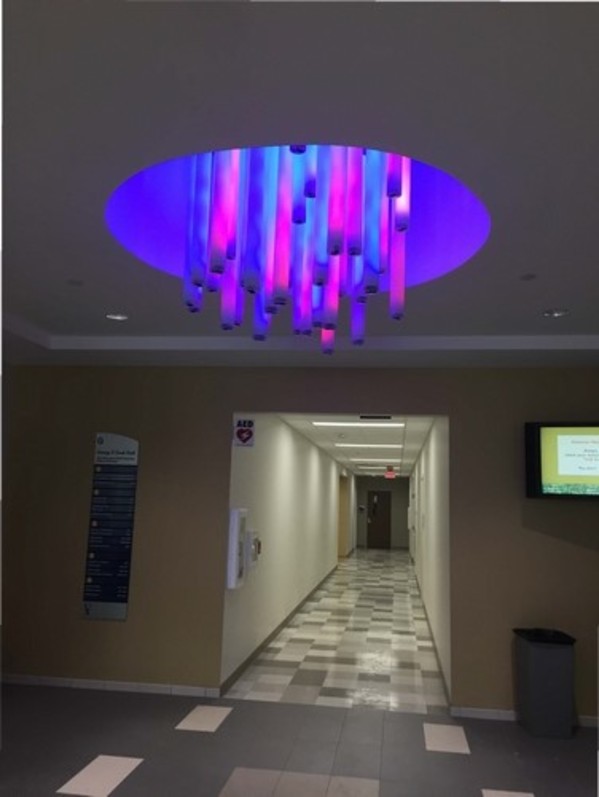 Flux Chandelier (University of Akron - Zook Hall) by Jen Lewin