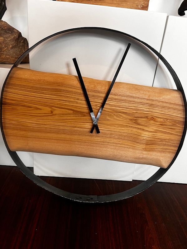 American Ash Whiskey Hoop Clock by Jim Hargreaves