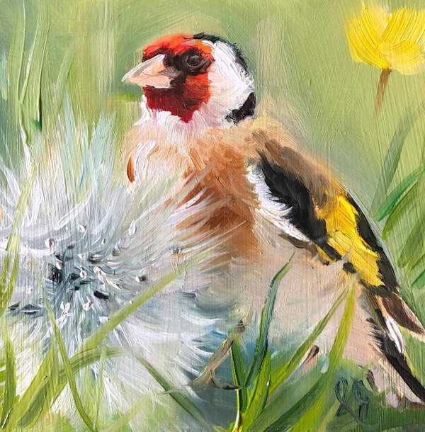 Goldfinch, Dandelion & Buttercup by Louise Ogilvy