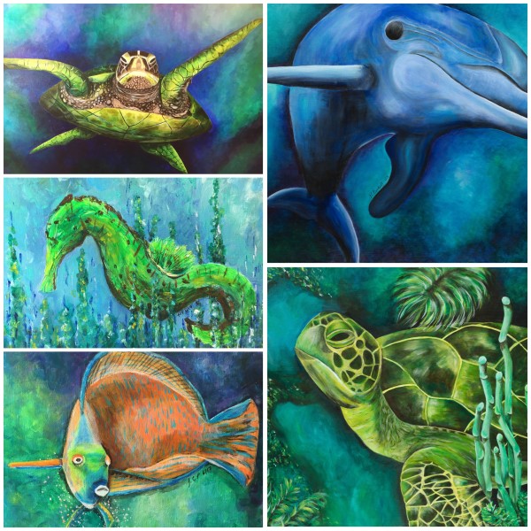 Sea life assorted 5 pack photo mat card set by Jennifer C.  Pierstorff