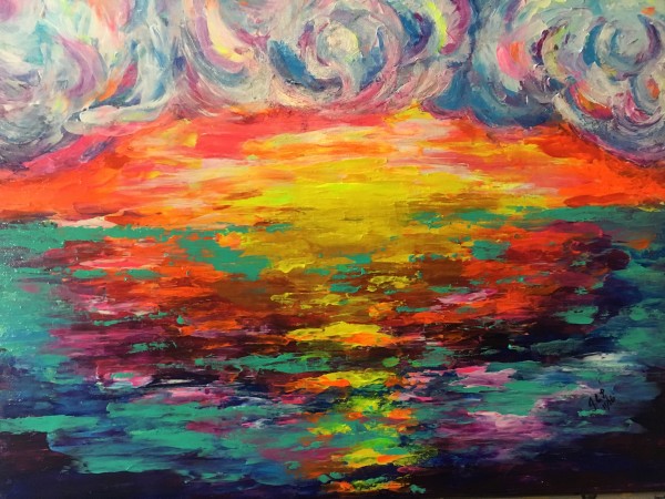 Abstract neon sunset by Jennifer C.  Pierstorff