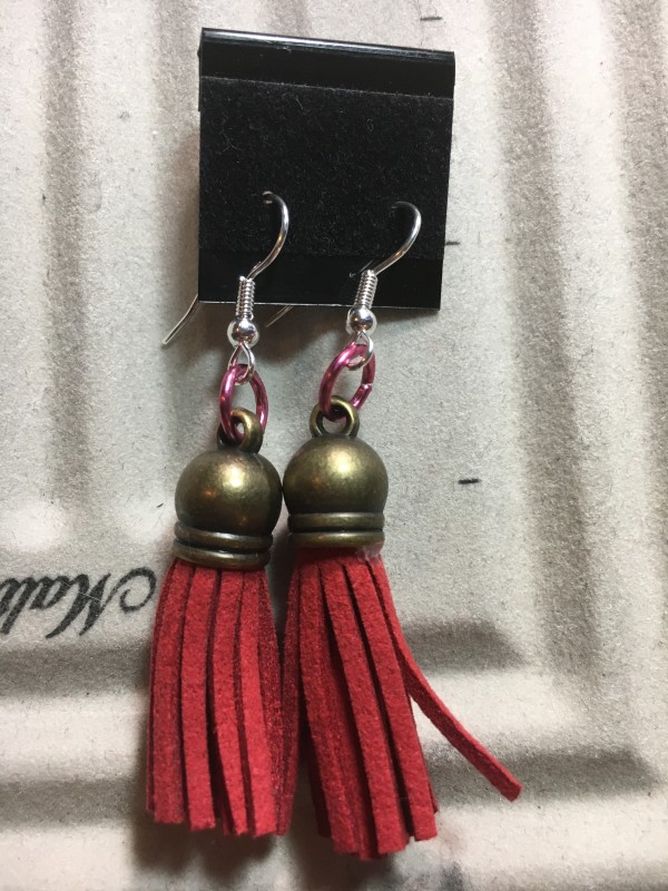 Leather tassel earrings  by Jennifer C.  Pierstorff