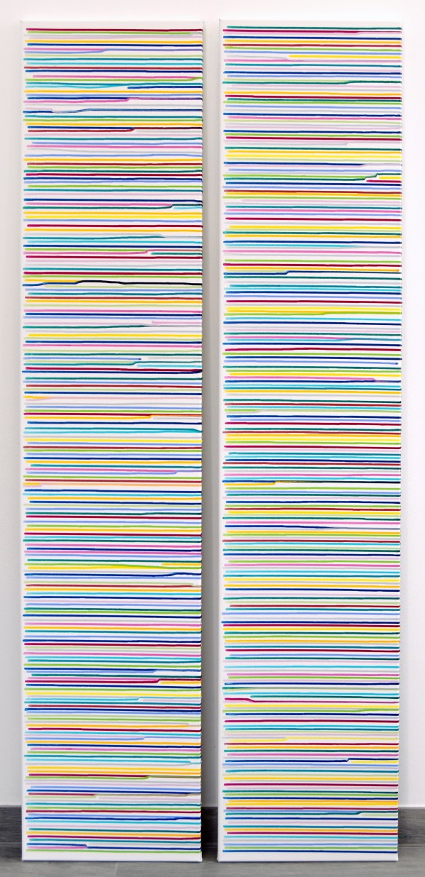 Colorful stripes #12 (diptych) by Astrid Stoeppel