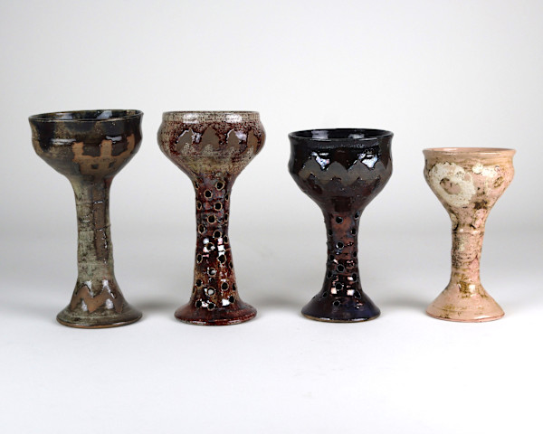Four Raku goblets by Anker West