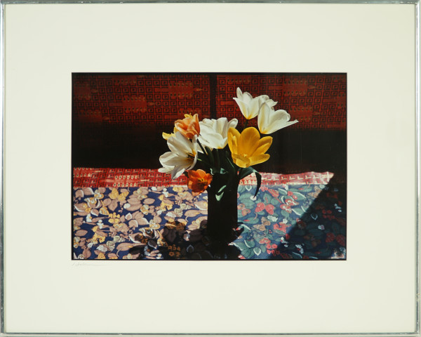 Tulips With Oriental Prints by Beverly Hallam