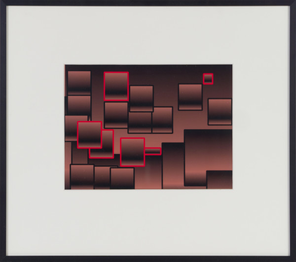 Five Red Rectangles & One Square, with Brown & Black Rectangles by Beverly Hallam