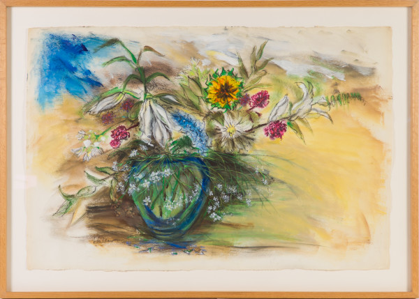 Fall Bouquet and Blue Vase by Beverly Hallam