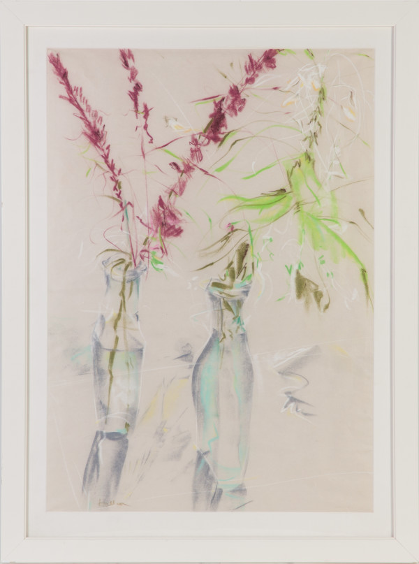 Mauve and Green Vines by Beverly Hallam