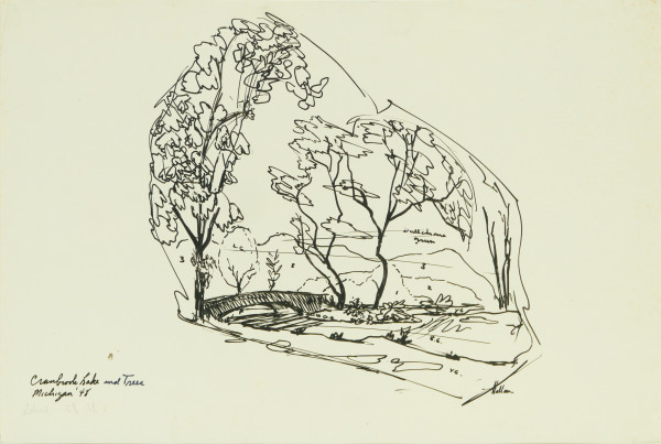 Cranbrook Lake and Trees, Michigan ‘48 by Beverly Hallam