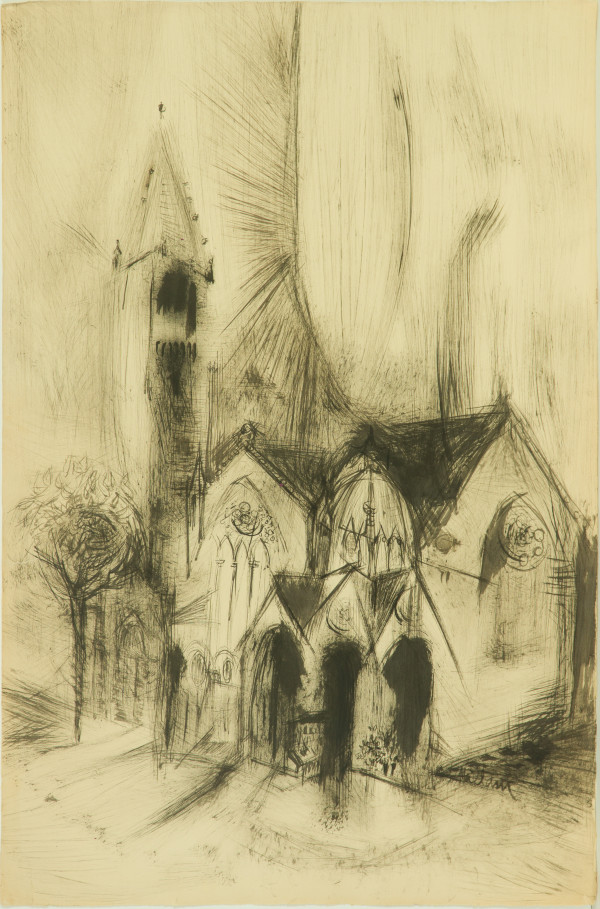Church and Newspaper/Flower Stand, Corner of Dartmouth and Boylston Streets, Boston by Beverly Hallam