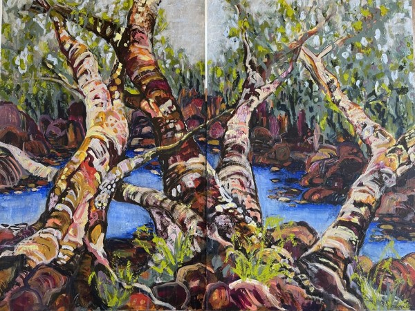 Paroo River, Eulo | Dyptich by Suellen Tomkins