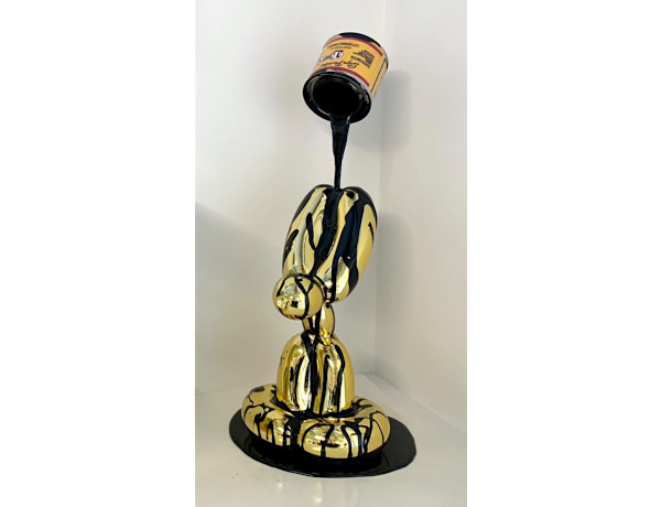 Happy Accident Series - Balloon Bunny (Black on Gold) by Joe Suzuki