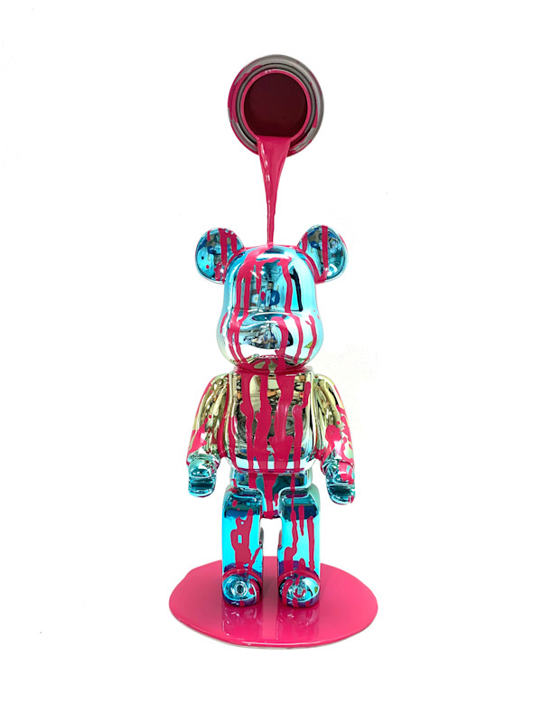 Happy Accident – Bearbrick (Magenta on Blue/Yellow) by Joe Suzuki