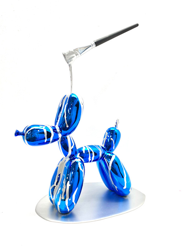 Balloon Puppy - Brush (Silver on Dark Blue) by Joe Suzuki