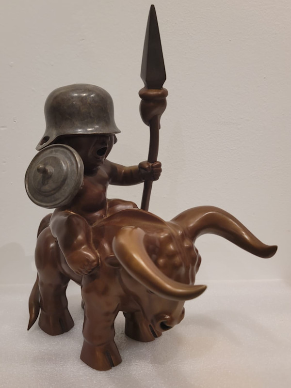 Soldier with spear on bull (Left) (5/6) by Guo Qipeng