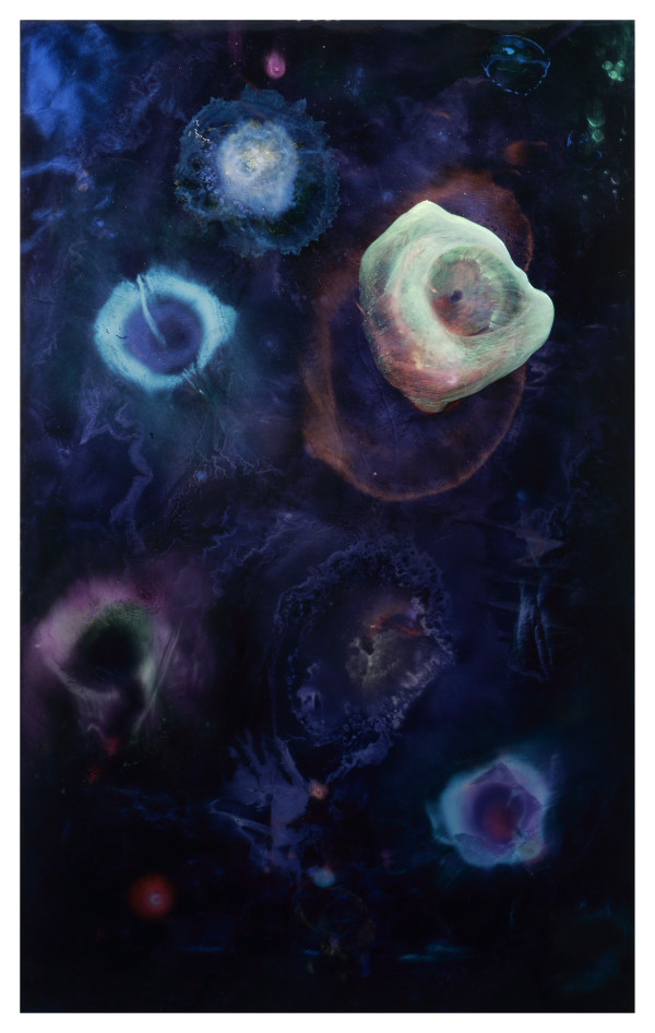 Dia que sigue a la noche en púrpura, 2013, Resinas y  Pigmentos especiales sobre aluminio, 93 x 150 cm. by Nicolas Bedel - Paintings