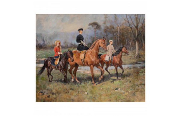 Queen Mary and Two Children (Prince Carol and Princess Elisabeth) by Tadeusz Ajdukiewicz