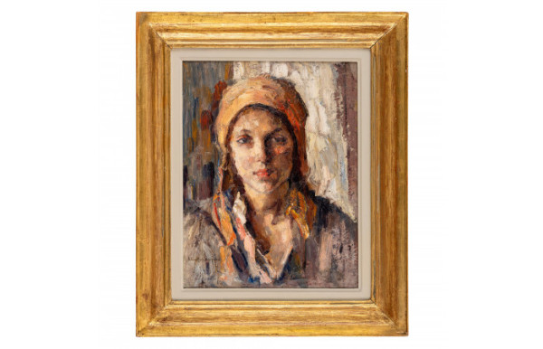 Peasant Girl with Scarf by Rudolf Schweitzer - Cumpăna