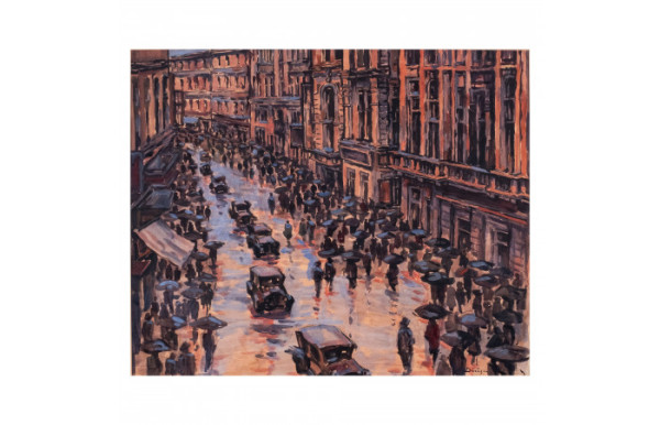 Victory Avenue in the Rain by Nicolae Darascu
