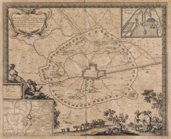 Map of the city of Ypre, Flanders, on May 13, 1648, when Louis II of Bourbon, from the Condé House, besieged it, from the collection of Prince Ghica