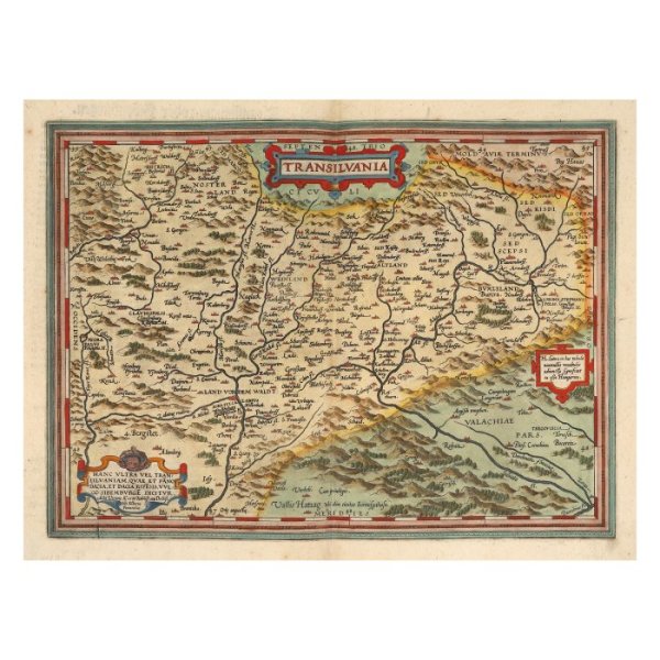 Transylvania, by Johannes Sambucus (Janos Zsamboky), printed by Abraham Ortelius, Orbis Terrarum edition, Antwerp by Abraham Ortelius, Johannes Sambucus