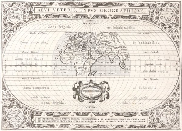 Ancient World, Inspired by Ptolemy's Geography, Parergorn edition, Antwerp, (2nd pcs) by Abraham Ortelius