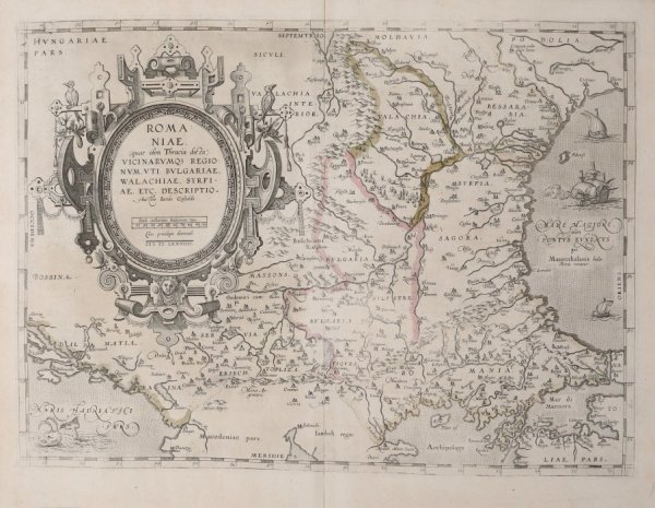 Romaniae, by Iacobo Castaldo, printed by Abraham Ortelius, Orbis Terrarum edition, Antwerp by Abraham Ortelius, Iacobo Castaldo
