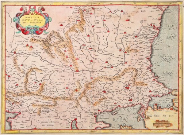 Wallachia, Serbia, Bulgaria, Romania, Amsterdam (2nd pcs) by Gerardus Mercator