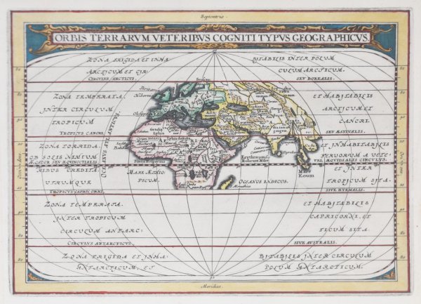 World map (planiglob) known to the ancients, Amsterdam by Philipp Clüver