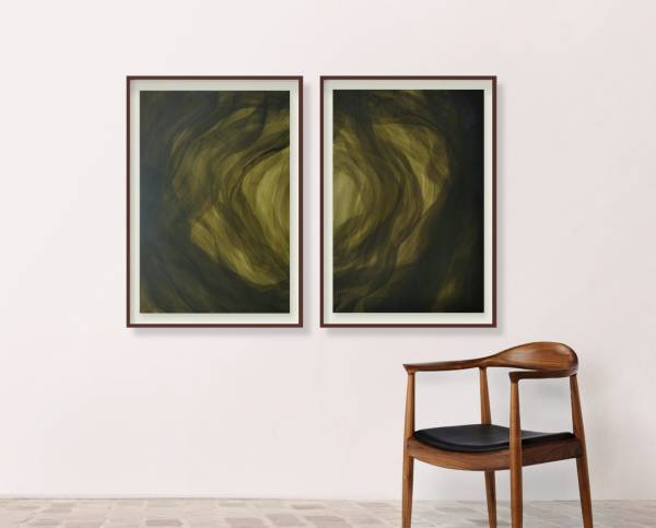 Olive veils - Diptych by Aga Koch