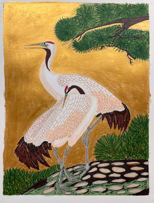 Oriental cranes 1 by Timothy Ray Horn
