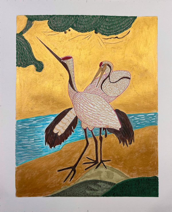 Oriental Cranes 2 by Timothy Ray Horn