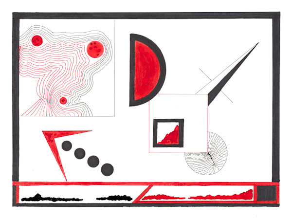128 RED AND BLACK ABSTRACT by Timothy Ray Horn