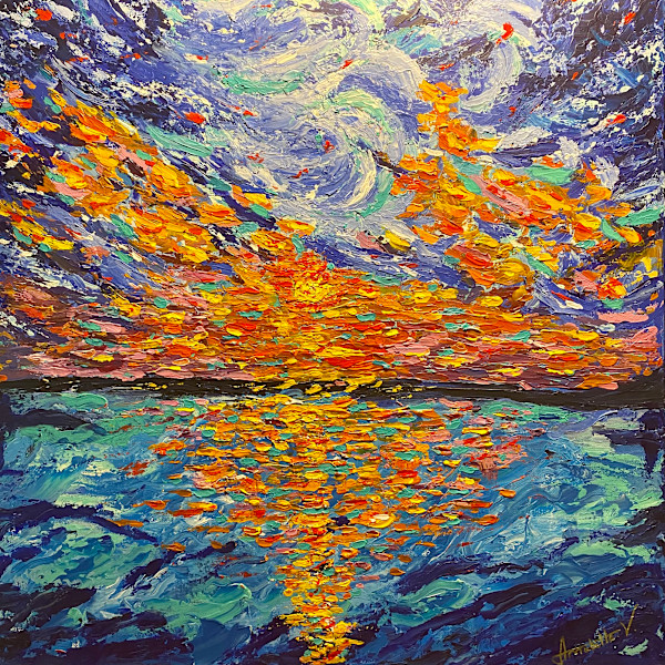 Sunset :  "Luminous Dance Between Fire and Water" by Annabelle Volpi