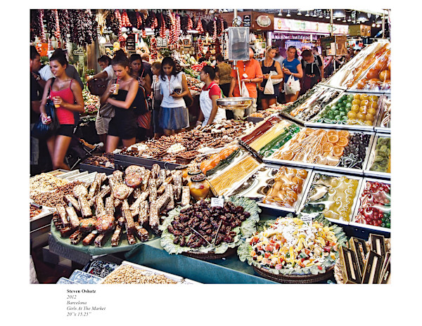 BARCELONA GIRLS AT THE MARKET by Steven Oshatz