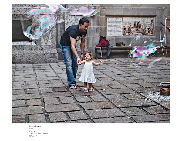 BARCELONA LITTLE GIRL AND BUBBLES by Steven Oshatz
