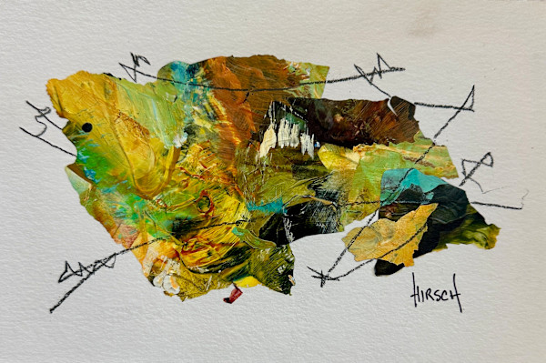 Green Aquas, Gold and Orange Covid Smalls by Nancy Lassen