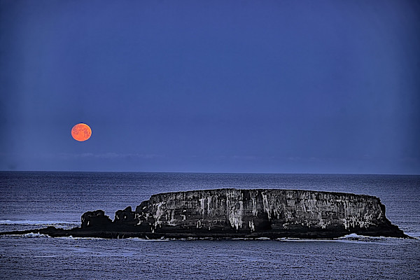 Snow Moon over Gull Rock by Jeremy Likness