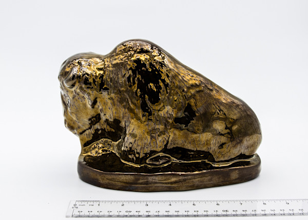 Metallic Bronze Drip Glaze Bison