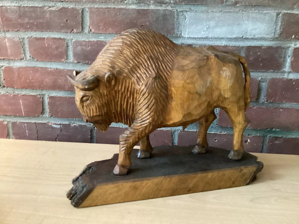 American Carved Wood Bison