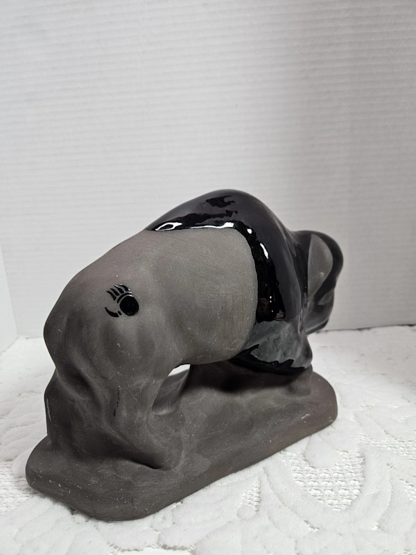 Southwest-Style Ceramic Bison with Pueblo Pottery Techniques