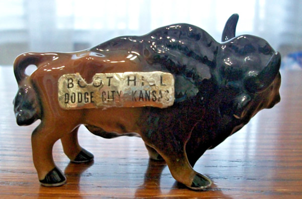Boot Hill Souvenir Ceramic Bison, Dodge City, Kansas