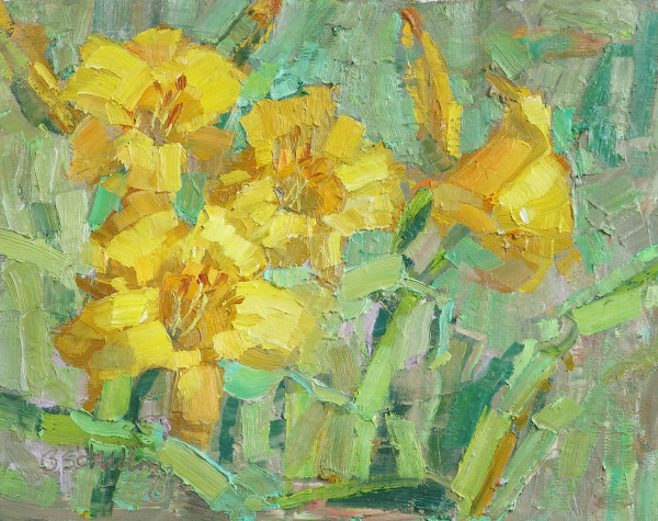Garden Series #2 (Yellow Day lilies) by Barbara Schilling
