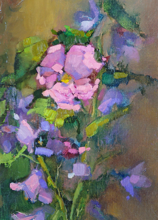 Hollyhocks with Bells on by Barbara Schilling