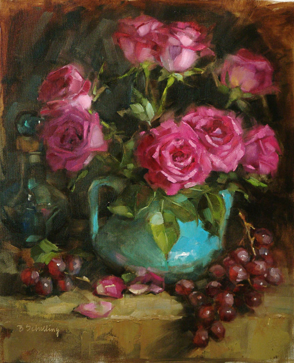 Roses on Black by Barbara Schilling