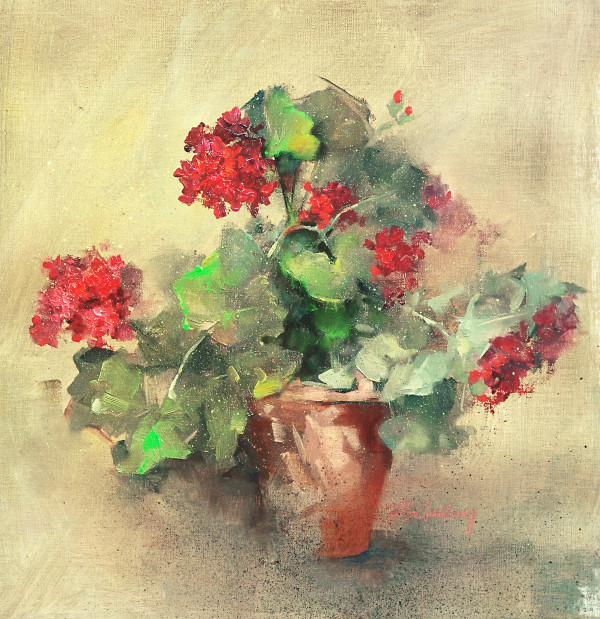 Sunlit Geraniums by Barbara Schilling