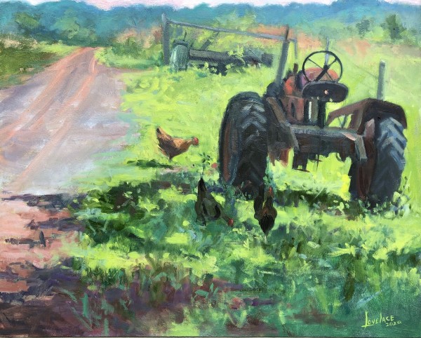 Old Tractor with Chickens by Deborah Lovelace Richardson