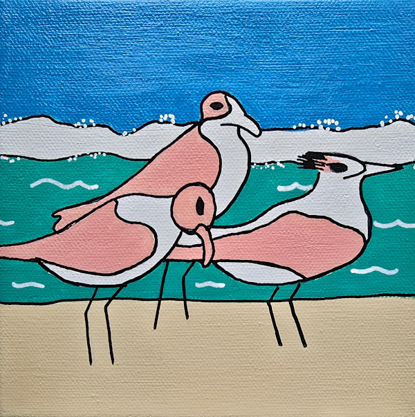 Two Gulls and a Tern by Eileen Saunders