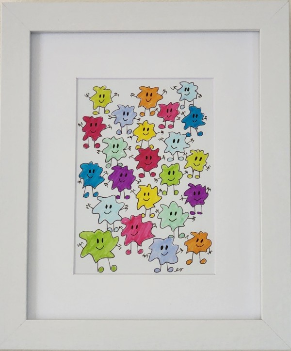 Happy Crowd in Multi by Eileen Saunders